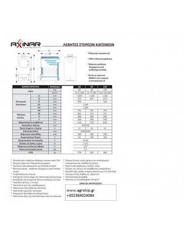 Λέβητας Ξύλου Ελεγχόμενης Καύσης Axinar / 60kw